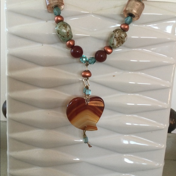 Heart Necklace Murano like beading - Picture 1 of 4